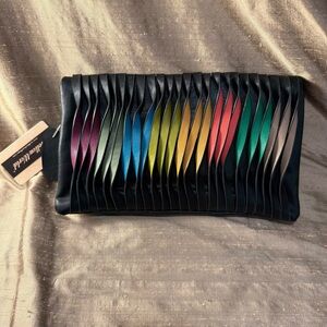 Mellow world vegan leather Colorful rainbow Pleated crossbody Clutch